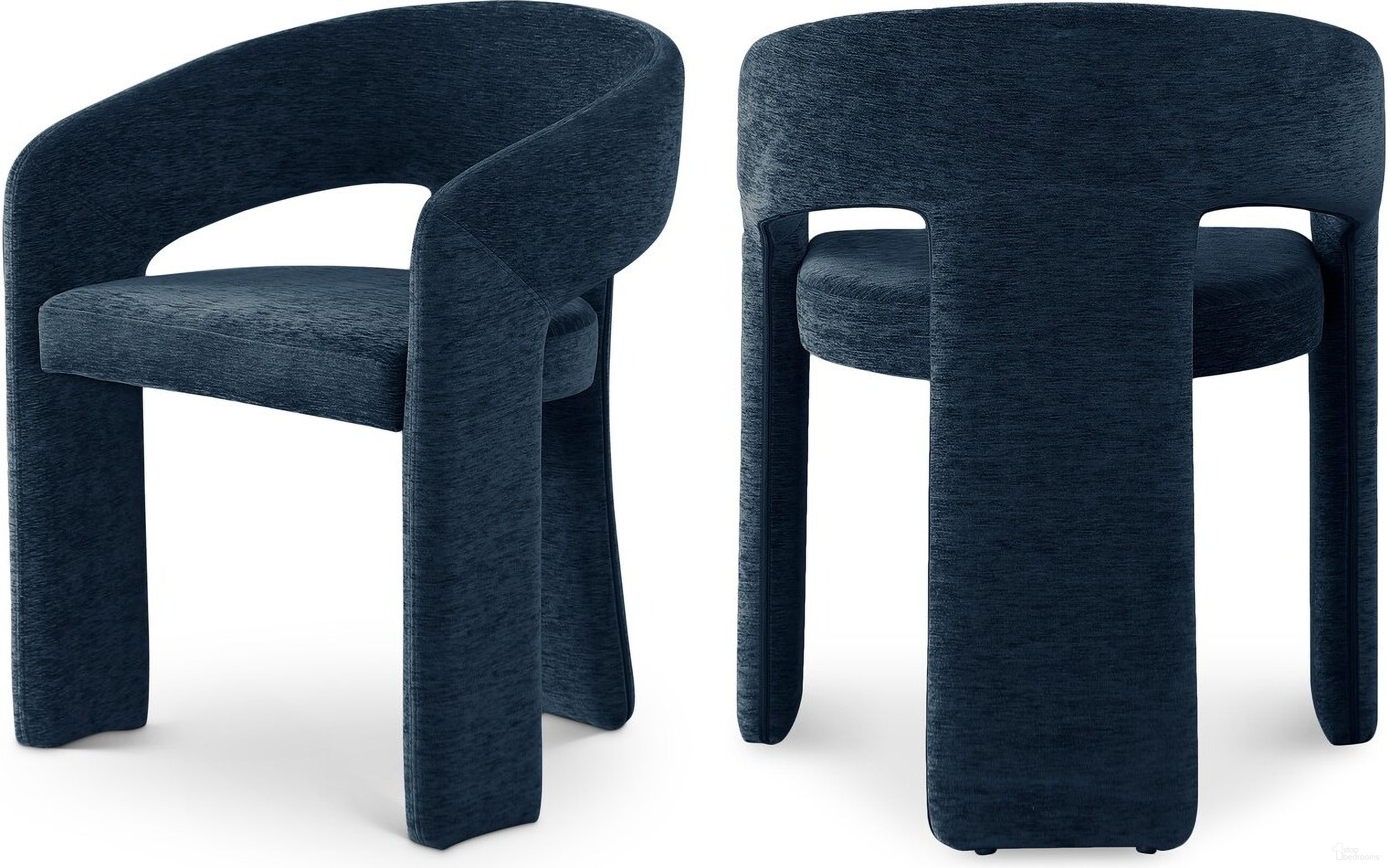 Rendition Fabric Upholstered Dining Chair Set of 2 In Navy