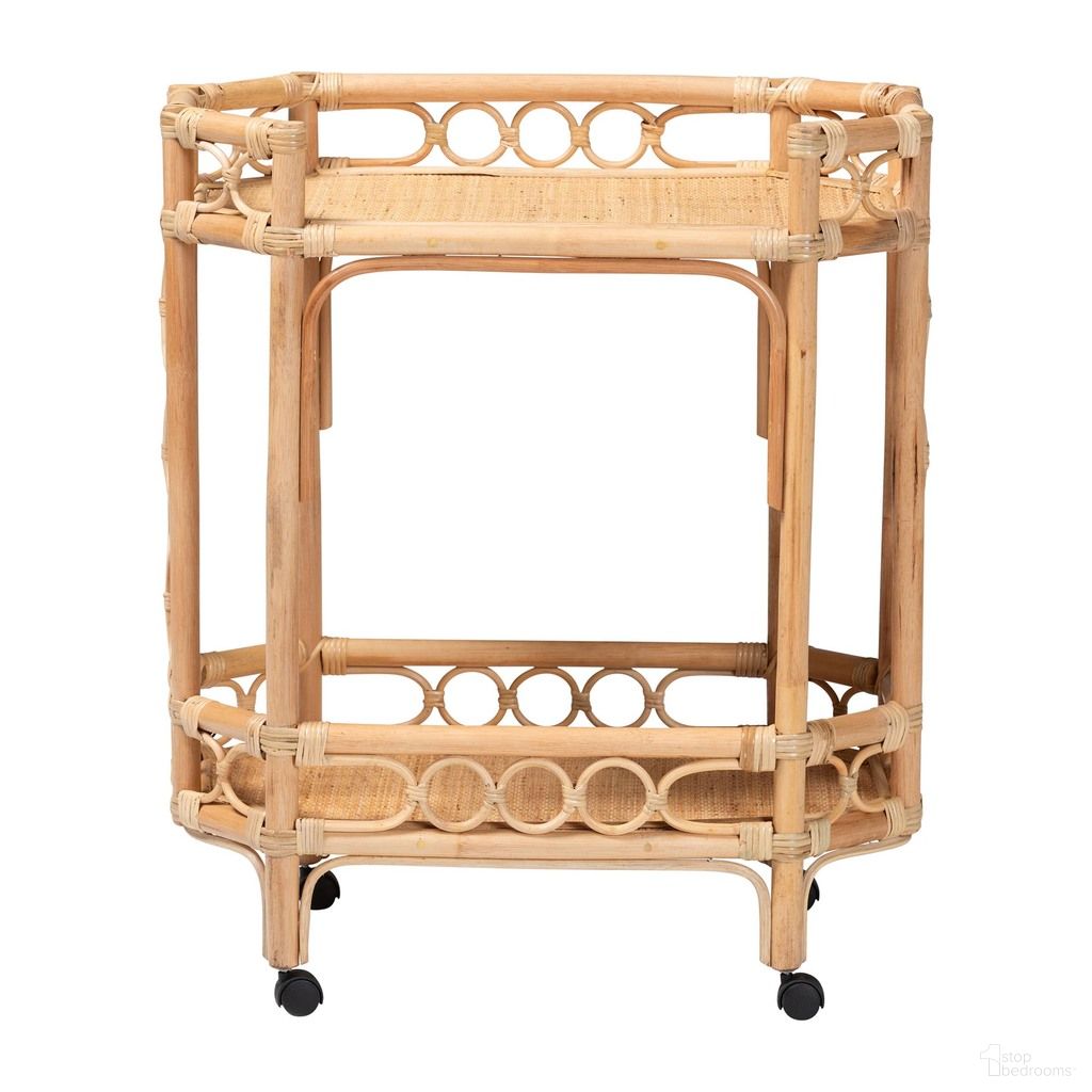 The appearance of Rene 2-Tier Handwoven Wicker Kitchen Cart with Handle In Natural Rattan designed by Baxton Studio in the bohemian interior design. This natural rattan piece of furniture was selected by 1StopBedrooms from Rene Collection to add a touch of cosiness and style into your home. Sku: Rene-Natural Rattan-Cart. Material: Natural Rattan.