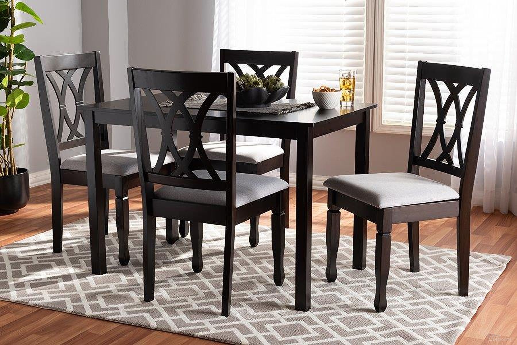 The appearance of Reneau Modern And Contemporary Gray Fabric Upholstered Espresso Brown Finished Wood 5-Piece Dining Set designed by Baxton Studio in the modern / contemporary interior design. This gray piece of furniture was selected by 1StopBedrooms from Essential Collection to add a touch of cosiness and style into your home. Sku: RH316C-Grey/Dark Brown-5PC Dining Set. Material: Rubberwood.