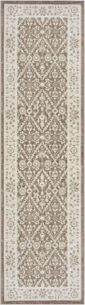 The appearance of Renewed 2'2" x 7'6" Indoor Rug In Mocha and Ivory designed by Nourison in the rustic / southwestern interior design. This mocha and ivory piece of furniture was selected by 1StopBedrooms from Renewed Collection to add a touch of cosiness and style into your home. Sku: 99446991515. Material: Polyester.