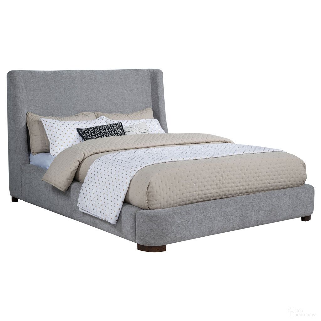 Rennes Upholstered Eastern King Wingback Platform Bed In Grey