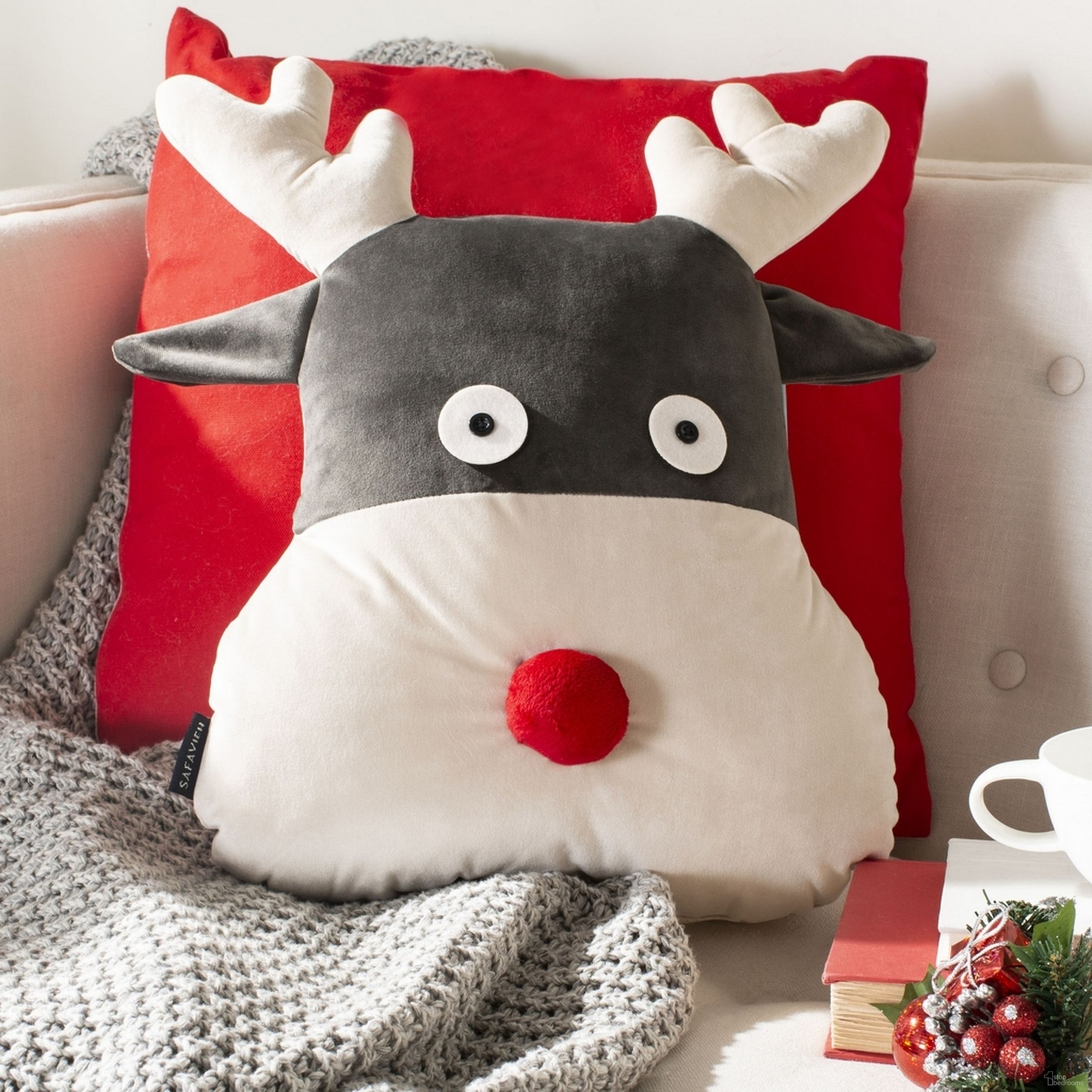 Safavieh Reno Reindeer Pillow - Thumbnail 2