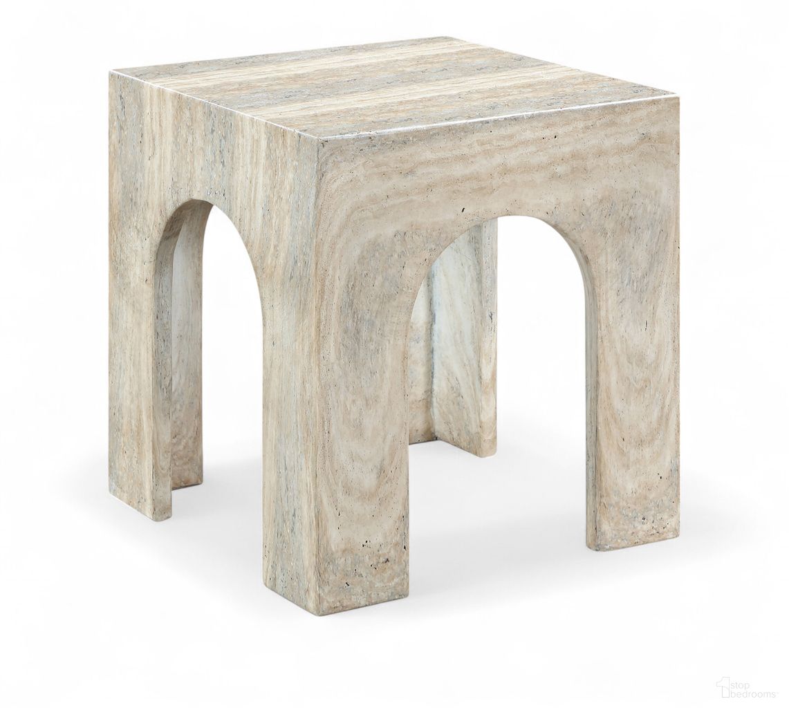 The appearance of Renza Concrete and Fiberglass Indoor/Outdoor End Table In Natural designed by Meridian in the modern / contemporary interior design. This natural piece of furniture was selected by 1StopBedrooms from Renza Collection to add a touch of cosiness and style into your home. Sku: 99051Travertine-ET. Material: Concrete.