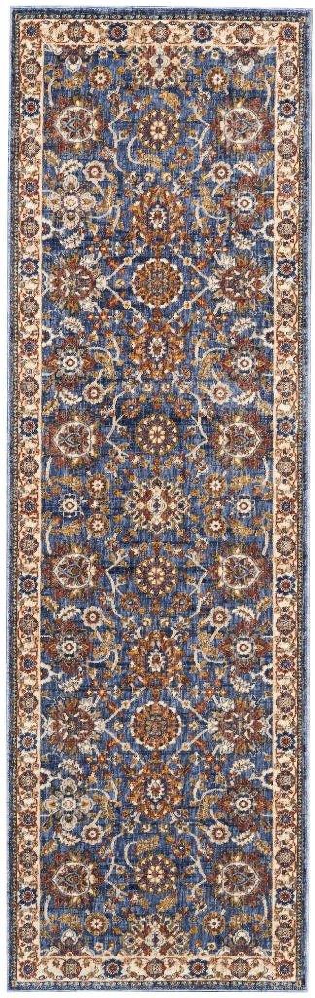 Reseda 2'3" x 7'6" Runner Area Rug In Blue and Beige