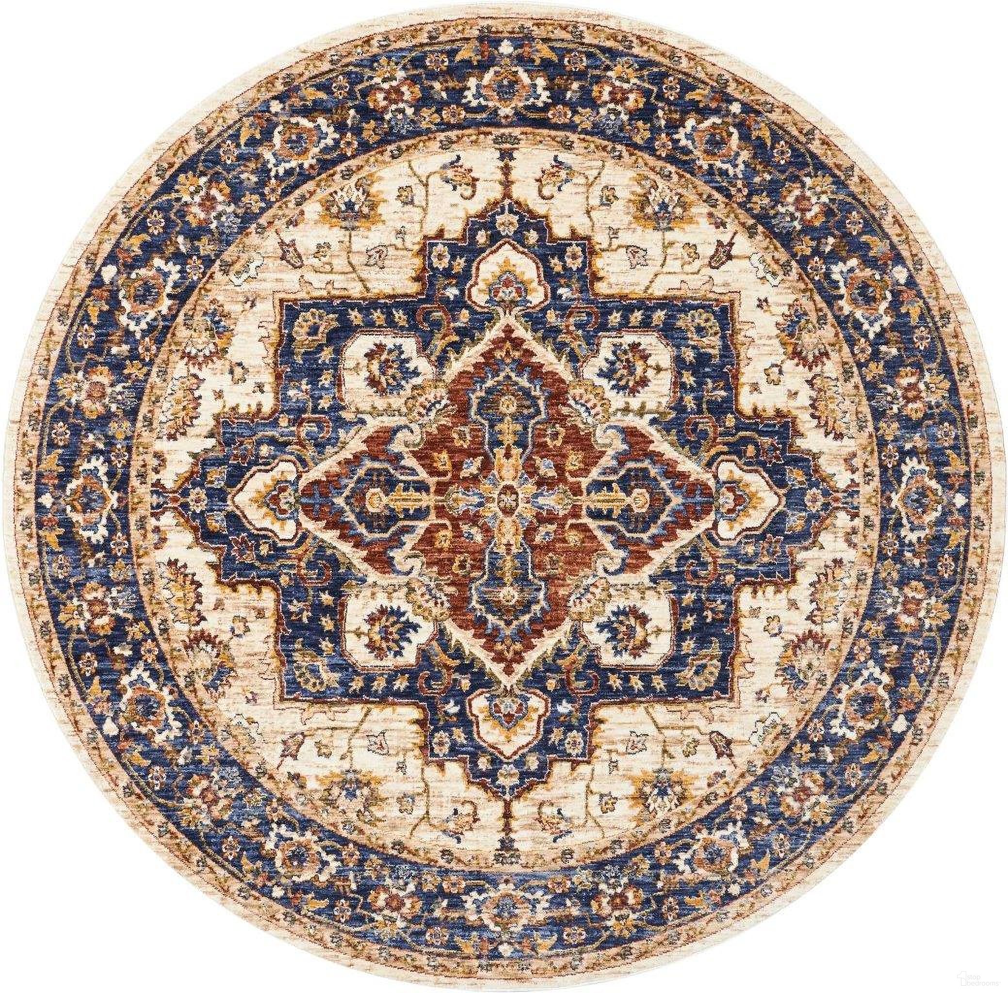 The appearance of Reseda Cream 5' x 5' Round Area Rug designed by Nourison in the traditional interior design. This cream piece of furniture was selected by 1StopBedrooms from Reseda Collection to add a touch of cosiness and style into your home. Sku: 99446119490. Material: Polyester.