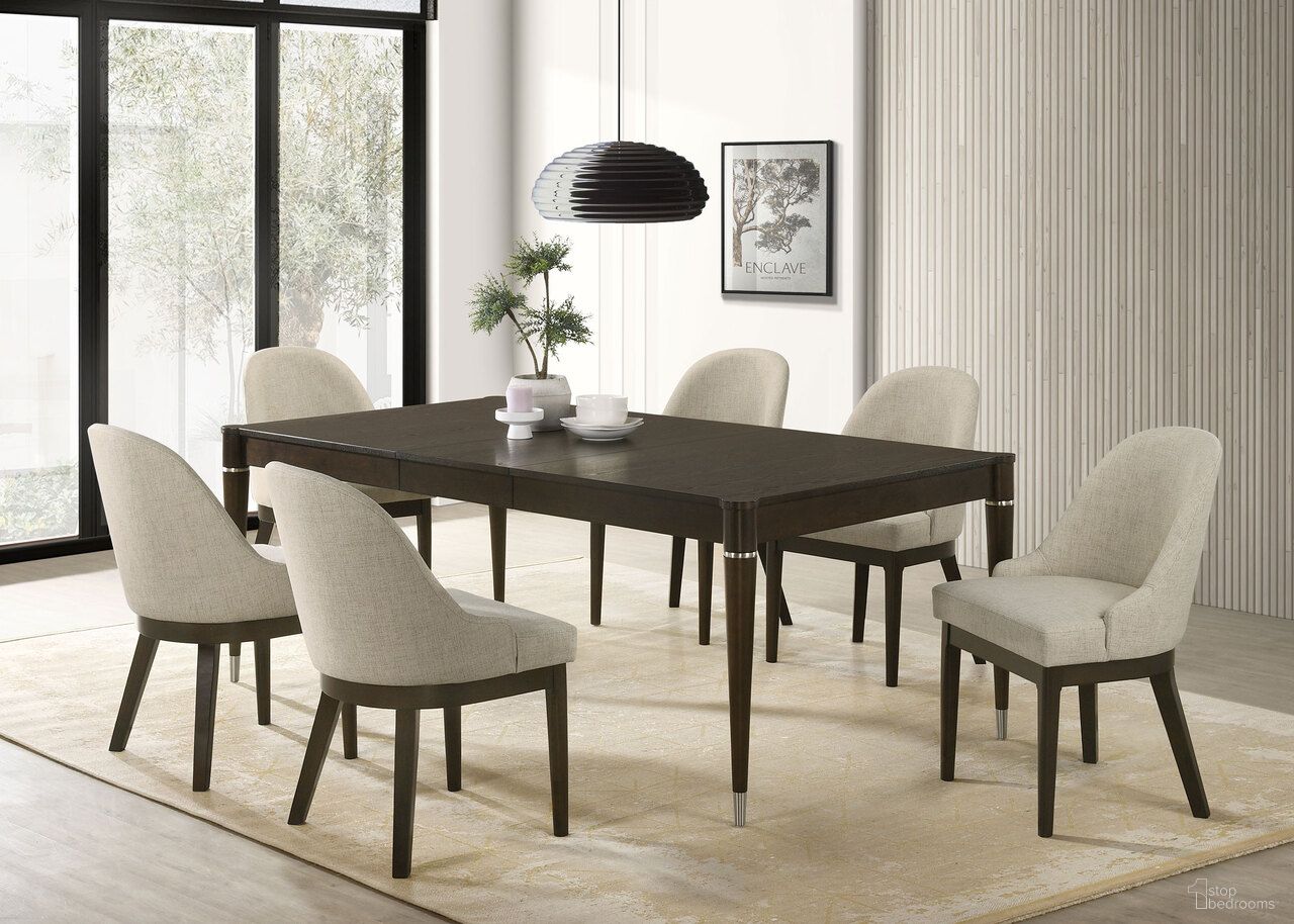 The appearance of Reseda Extension Leaf Dining Room Set In Ash Brown designed by Coaster in the modern / contemporary interior design. This ash brown piece of furniture  was selected by 1StopBedrooms from Reseda Collection to add a touch of cosiness and style into your home. Sku: 193671;193672. Table Top Shape: Rectangular. Material: Ash Veneer. Size: 42" x 63".