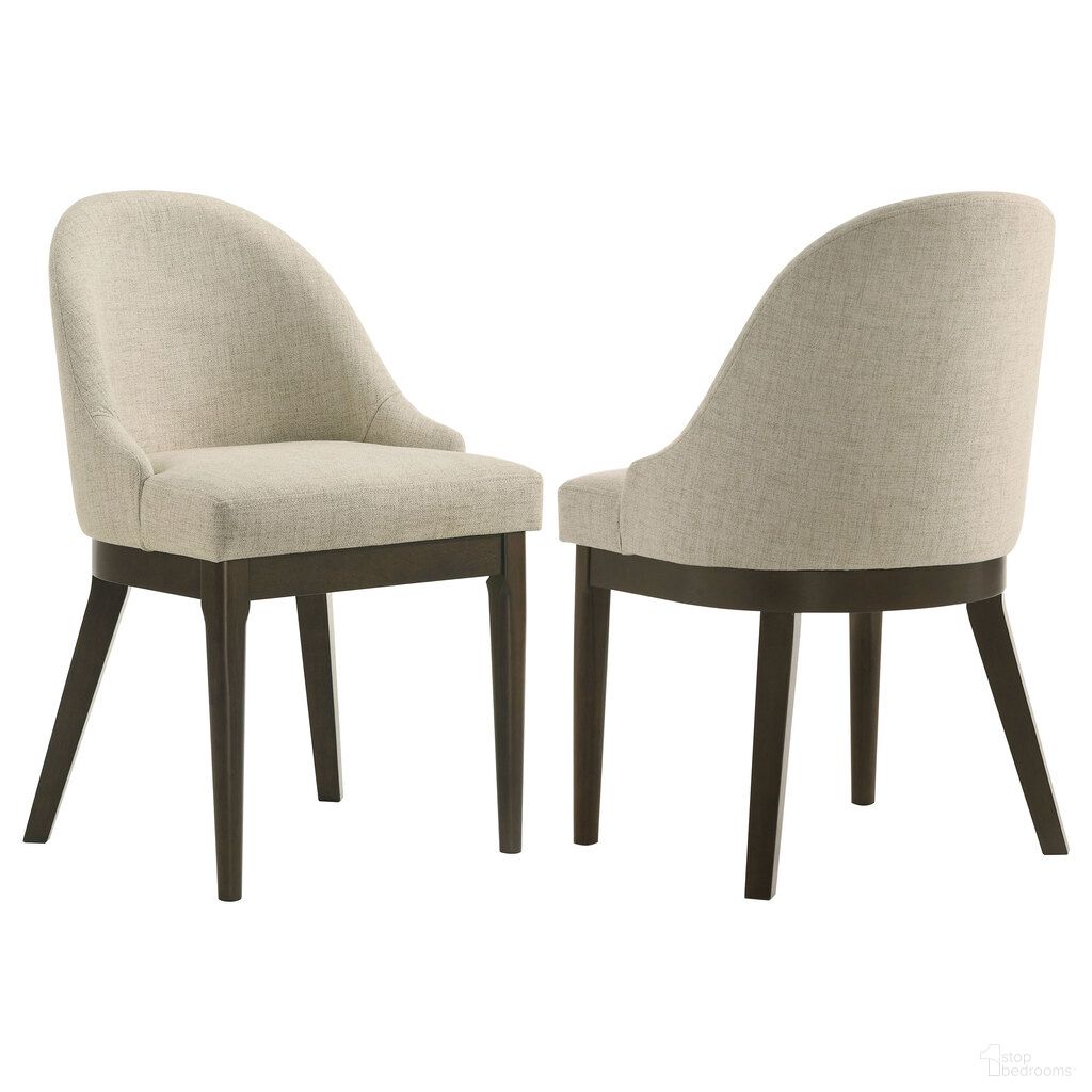 The appearance of Reseda Upholstered Dining Side Chair Set of 2 In Beige and Ash Brown designed by Coaster in the modern / contemporary interior design. This beige/ash brown piece of furniture  was selected by 1StopBedrooms from Reseda Collection to add a touch of cosiness and style into your home. Sku: 193672. Material: Polyester. Chair Type: Side Chair.