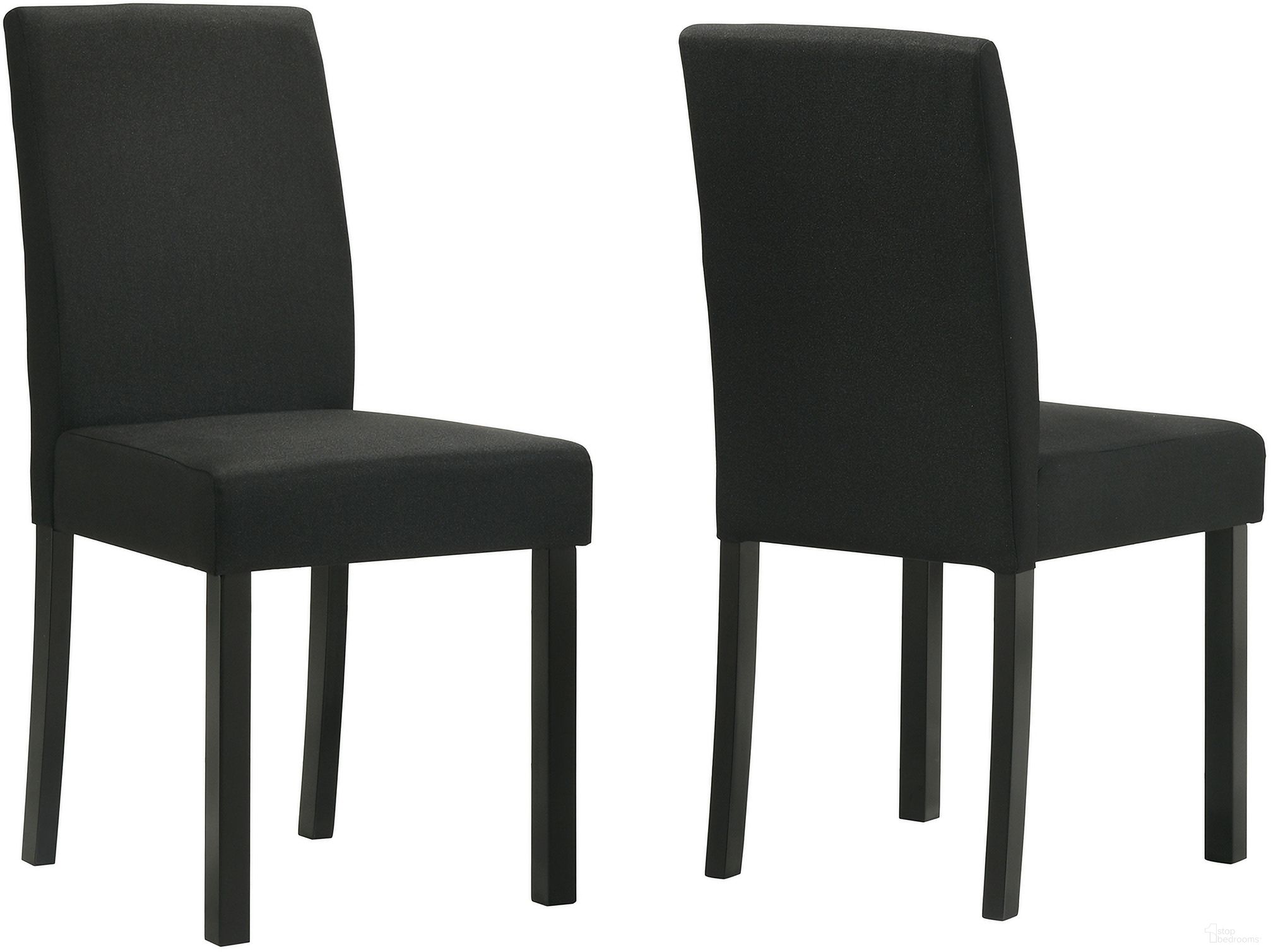 The appearance of Resia Dining Chair Set of 4 In Black designed by Crown Mark in the transitional interior design. This black piece of furniture  was selected by 1StopBedrooms from Resia Collection to add a touch of cosiness and style into your home. Sku: 2120S-BK. Material: Wood. Chair Type: Side Chair.