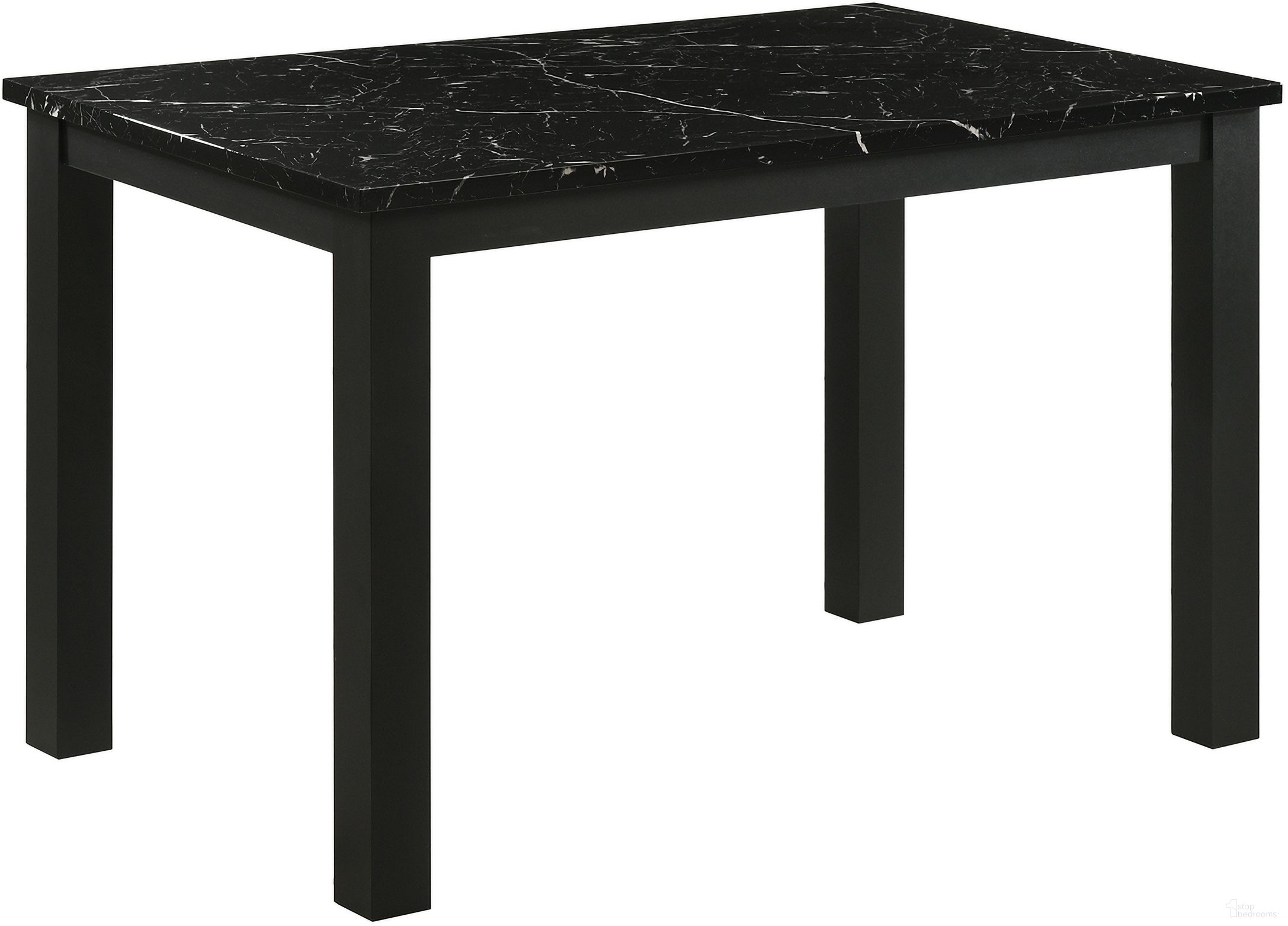 The appearance of Resia Dining Table In Black designed by Crown Mark in the transitional interior design. This black piece of furniture  was selected by 1StopBedrooms from Resia Collection to add a touch of cosiness and style into your home. Sku: 2120BK-T-3048. Table Base Style: Legs. Table Top Shape: Rectangular. Size: 30" x 47". Material: Particle Board.