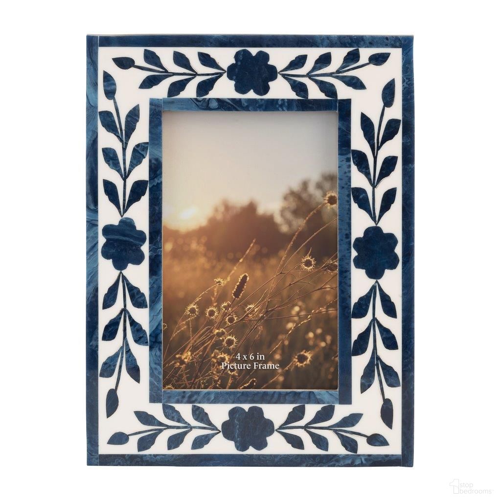 The appearance of Resin 4 x 6 Blue Petals Photo Frame In White And Blue designed by Sagebrook Home in the modern / contemporary interior design. This blue and white piece of furniture was selected by 1StopBedrooms from to add a touch of cosiness and style into your home. Sku: 17802. Material: Resin.