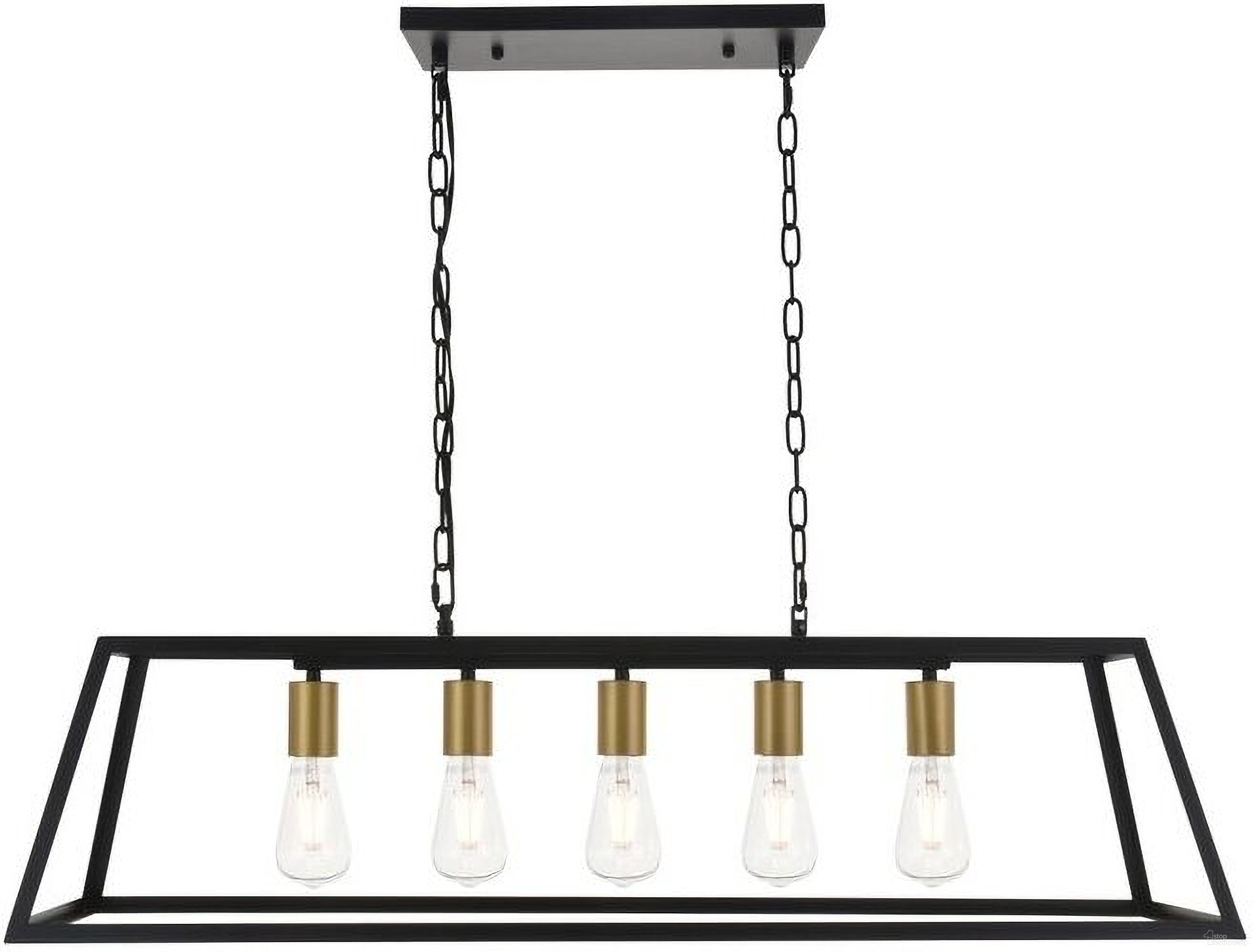 Resolute 5 Light Brass And Black Pendant