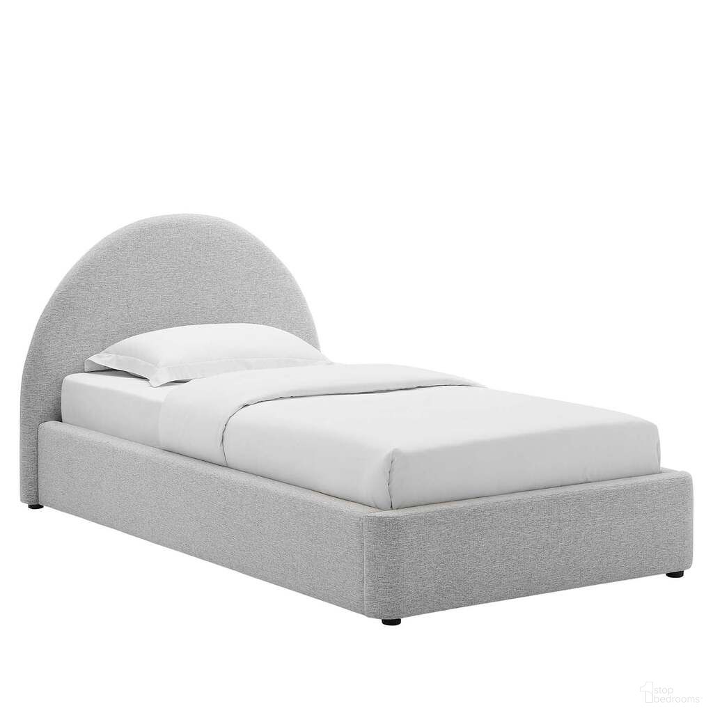 Resort Upholstered Fabric Arched Round Twin Platform Bed In Light Gray