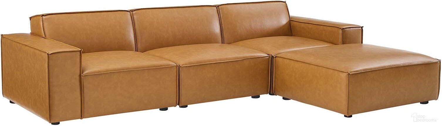 Restore 4-Piece Vegan Leather Sectional Sofa EEI-4709-TAN