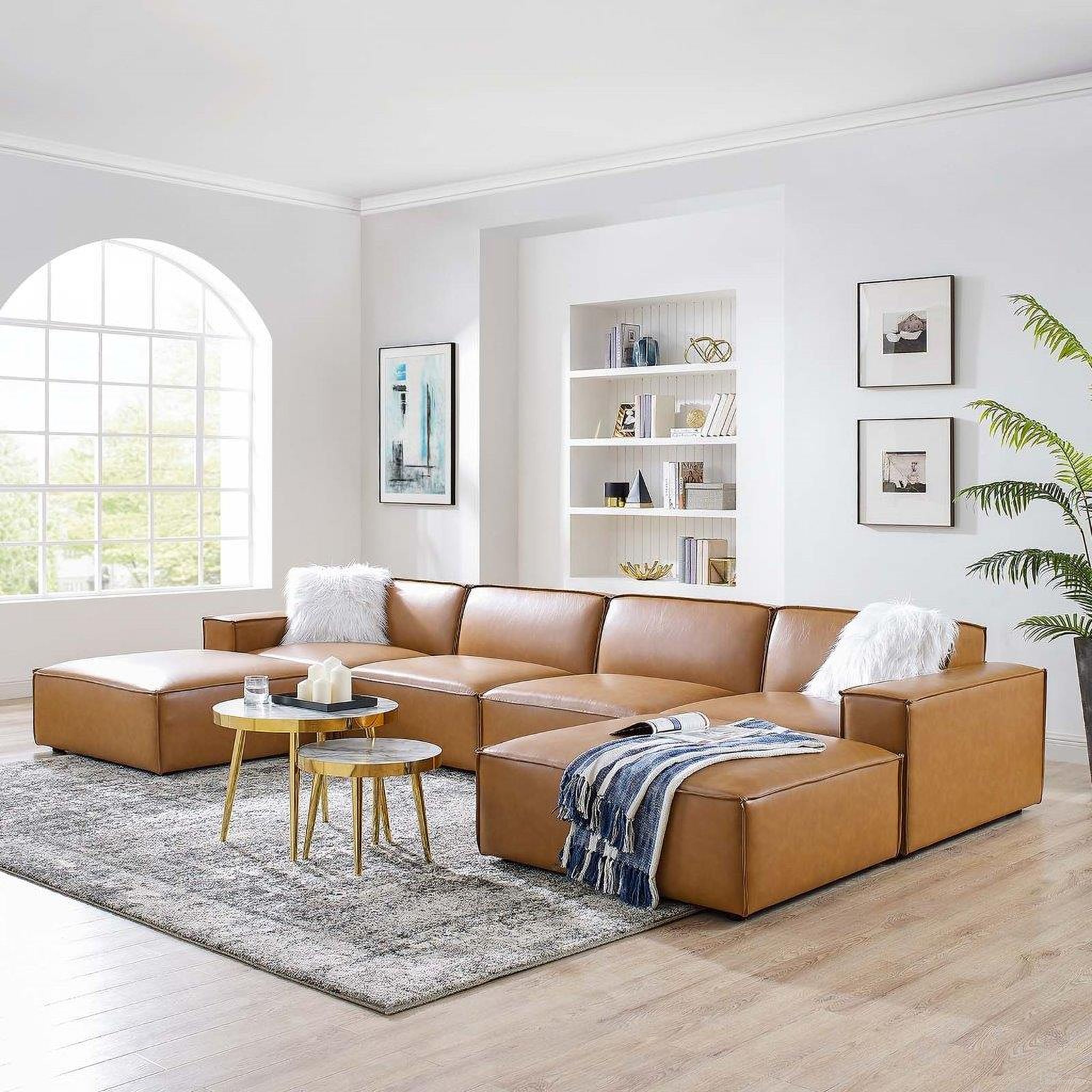 Restore 6-Piece Vegan Leather Sectional Sofa EEI-4713-TAN