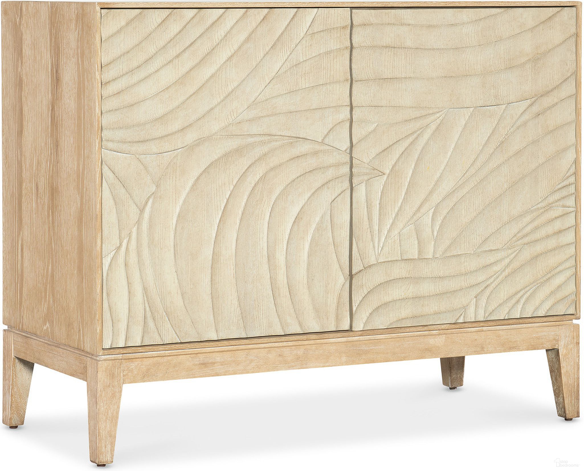 The appearance of Retreat Carved Nightstand designed by Hooker in the transitional interior design. This light wood piece of furniture was selected by 1StopBedrooms from Retreat Collection to add a touch of cosiness and style into your home. Sku: 6950-90215-80. Material: Oak Veneer.
