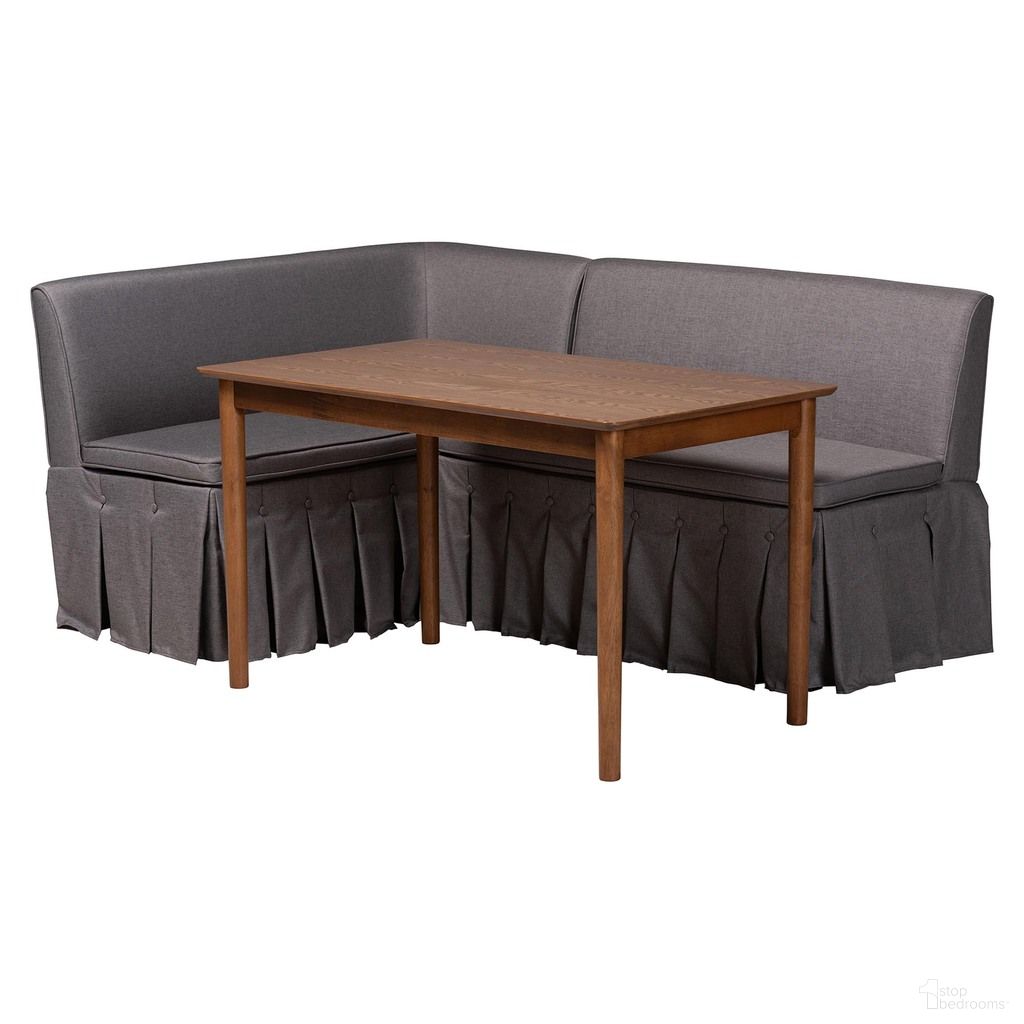 Reuben 3-Piece Fabric Upholstered Dining Nook Set In Grey