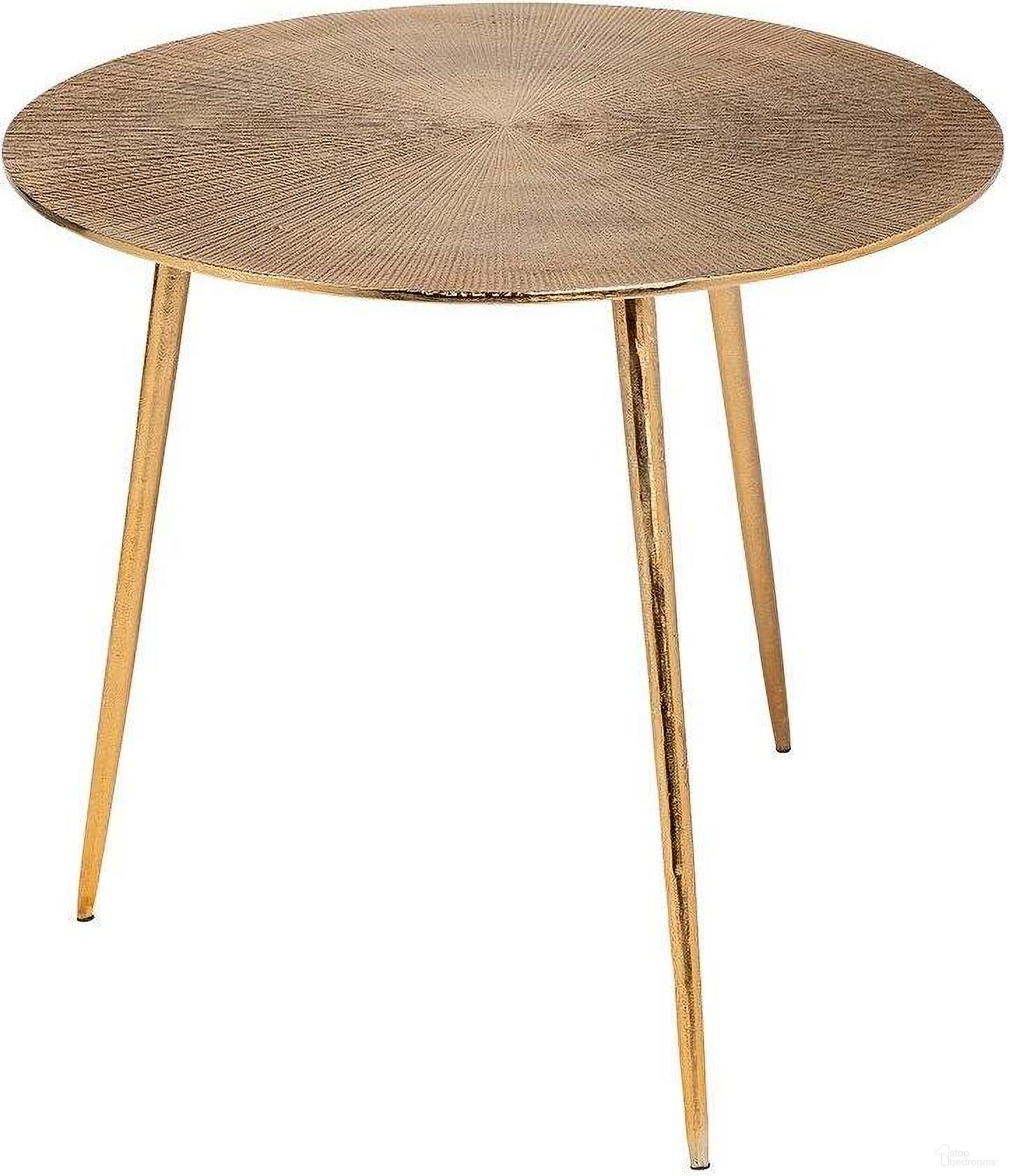 The appearance of Reva I Gold Round Top Cast Aluminum Large Accent Table designed by Mercana in the modern / contemporary interior design. This gold piece of furniture was selected by 1StopBedrooms from Reva Collection to add a touch of cosiness and style into your home. Sku: 68771. Material: Aluminum.