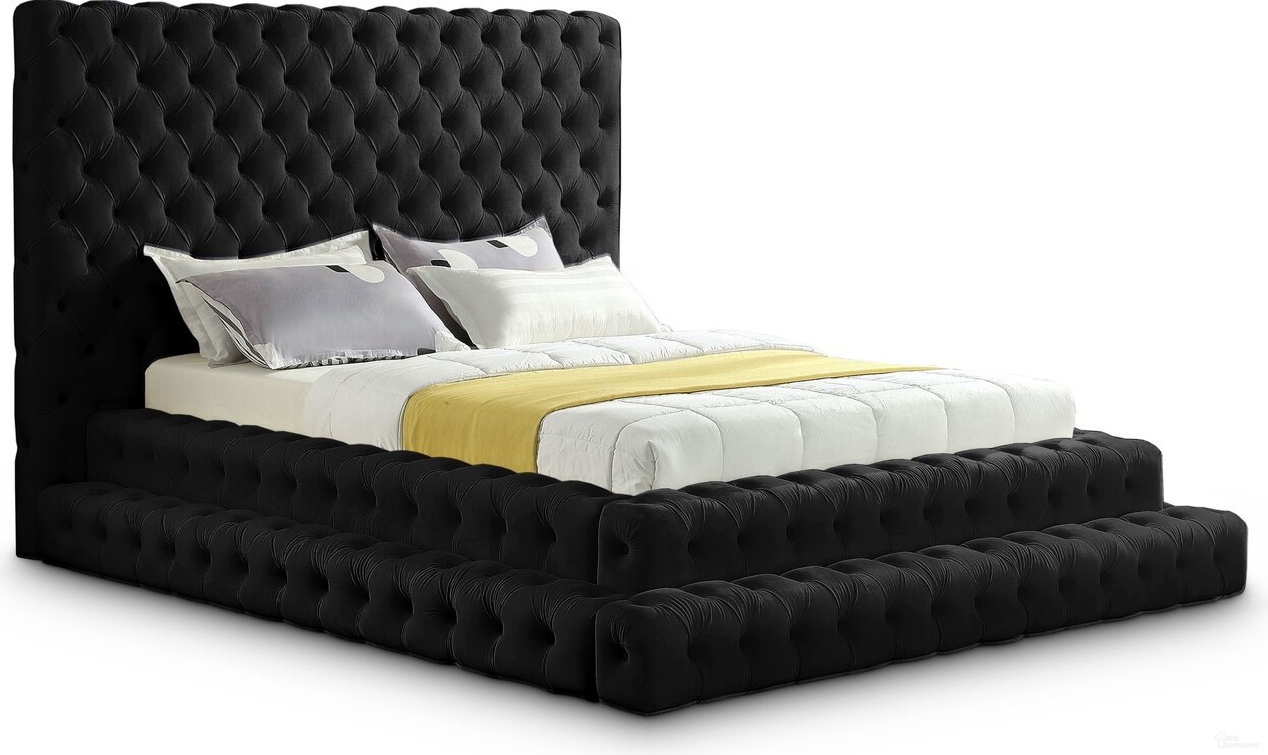 Revel Velvet Queen Bed In Black