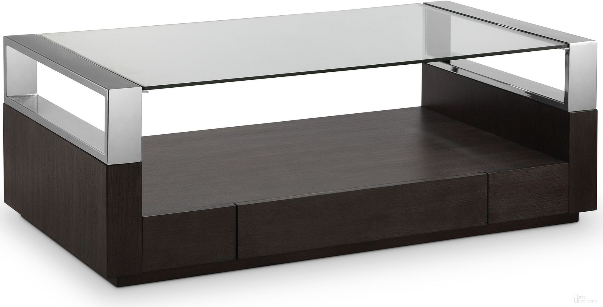 The appearance of Revere Rectangular Cocktail Table with Casters In Graphite designed by Magnussen in the modern / contemporary interior design. This graphite piece of furniture  was selected by 1StopBedrooms from Revere Collection to add a touch of cosiness and style into your home. Sku: T4562-43. Material: Ash Veneer.