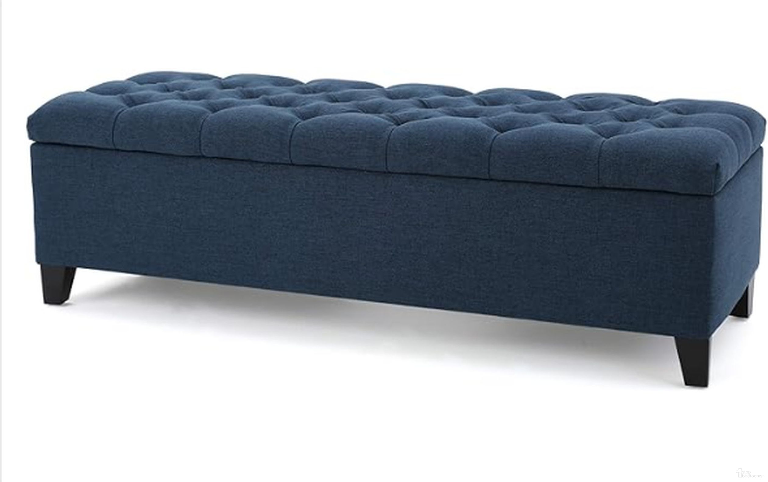 The appearance of Reverence Upholstered Ottoman with Storage and Diamond Tufted Seat In Navy Blue designed by Noble House in the modern / contemporary interior design. This navy blue piece of furniture was selected by 1StopBedrooms from Reverence Collection to add a touch of cosiness and style into your home. Sku: 59337.00DBL. Material: Fabric.