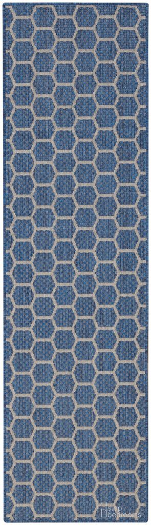 Reversible 2'2" x 8' Indoor Outdoor Rug In Blue