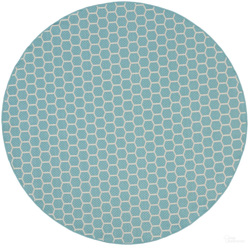 Reversible 8' x 8' Indoor Outdoor Round Rug In Aqua