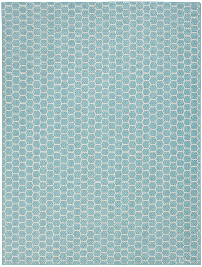Reversible 9' x 12' Indoor Outdoor Rug In Aqua