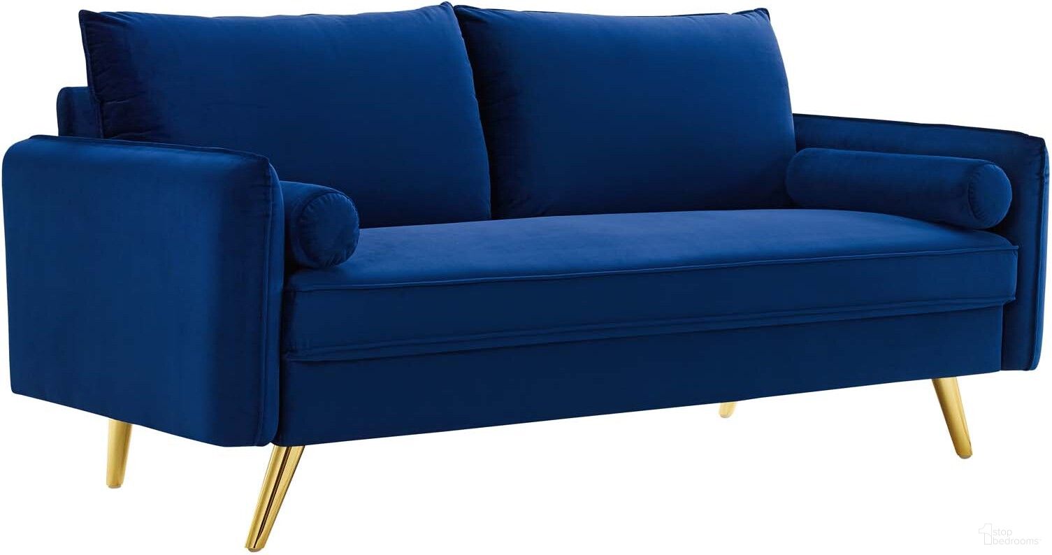 The appearance of Revive Performance Velvet Sofa In Navy designed by Modway in the modern / contemporary interior design. This navy piece of furniture  was selected by 1StopBedrooms from Revive Collection to add a touch of cosiness and style into your home. Sku: EEI-3988-NAV. Material: Wood.