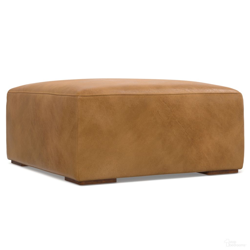Rex Genuine Leather Ottoman In Sienna