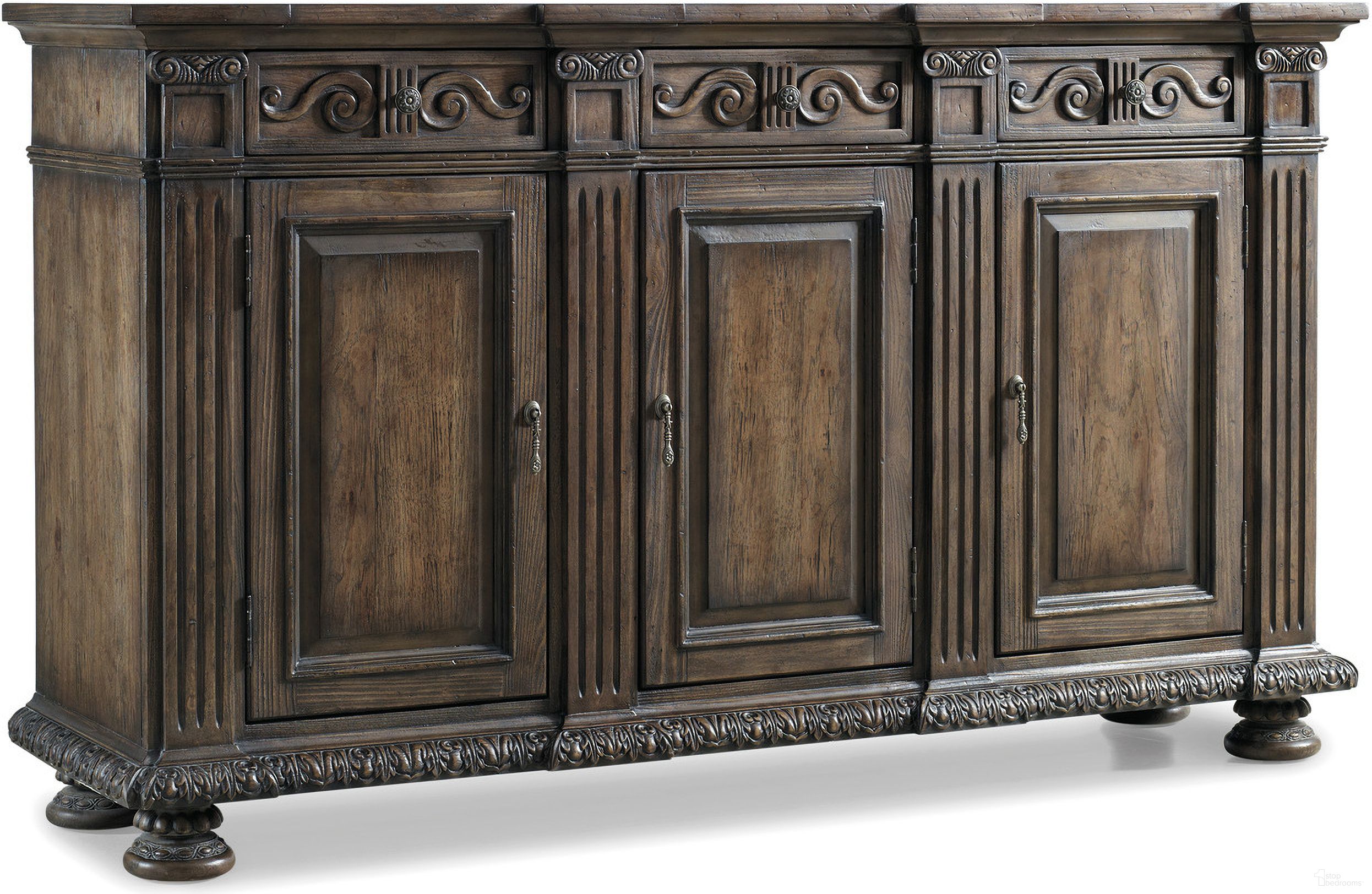 The appearance of Rhapsody Medium Wood 72'' Credenza designed by Hooker in the traditional interior design. This medium wood piece of furniture was selected by 1StopBedrooms from Rhapsody Collection to add a touch of cosiness and style into your home. Sku: 5070-85001. Material: Hickory.