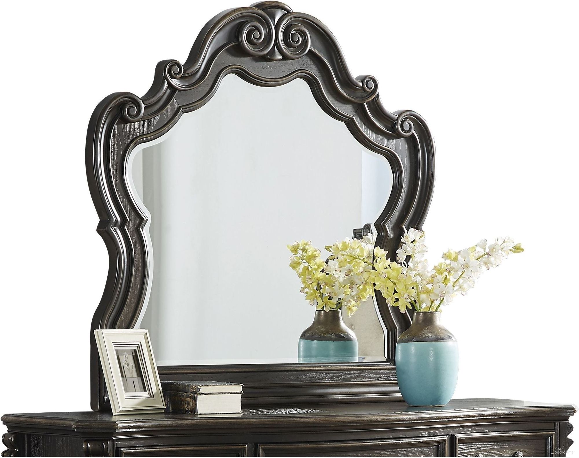 The appearance of Rhapsody Mirror designed by Steve Silver in the transitional interior design. This black piece of furniture was selected by 1StopBedrooms from Rhapsody Collection to add a touch of cosiness and style into your home. Sku: RH900MR.