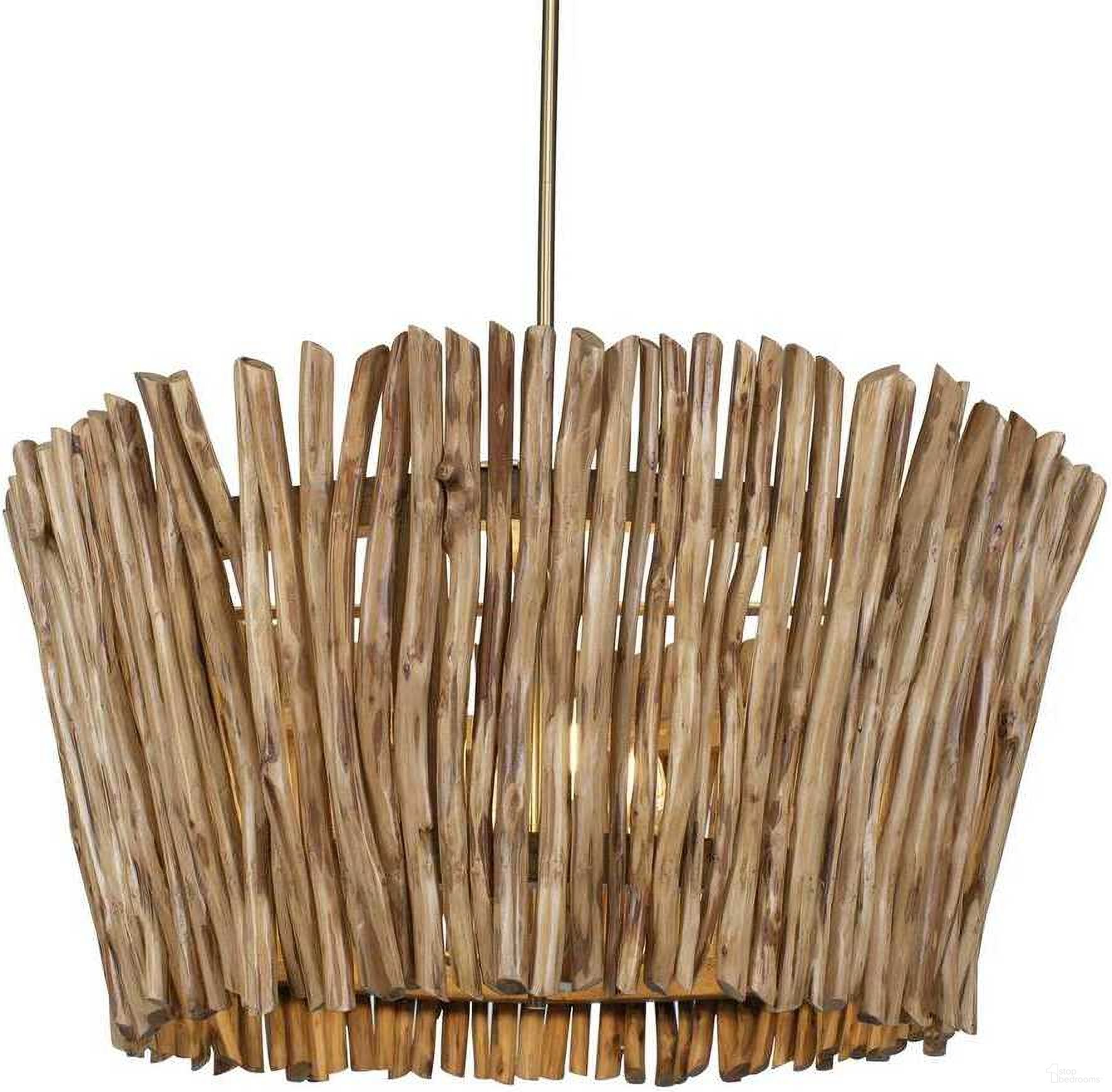 Rhea 4 Light Wood Branch Chandelier In Woodtone