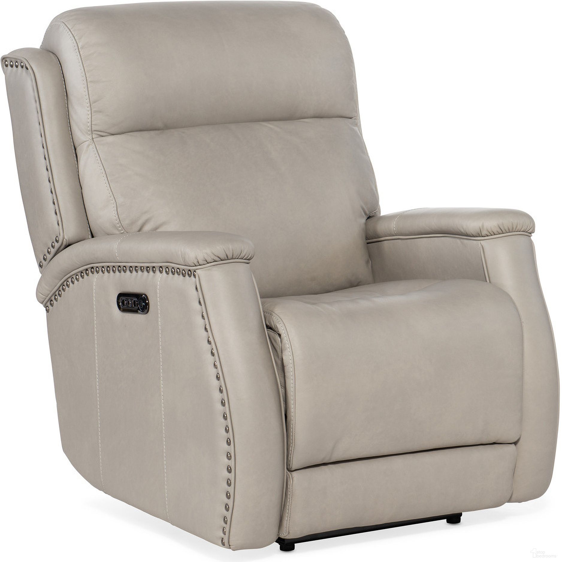 The appearance of MS Rhea Zero Gravity Power Recliner With Power Headrest In Gray designed by Hooker in the transitional interior design. This gray piece of furniture was selected by 1StopBedrooms from MS Collection to add a touch of cosiness and style into your home. Sku: SS703-PHZ1-091. Material: Leather.