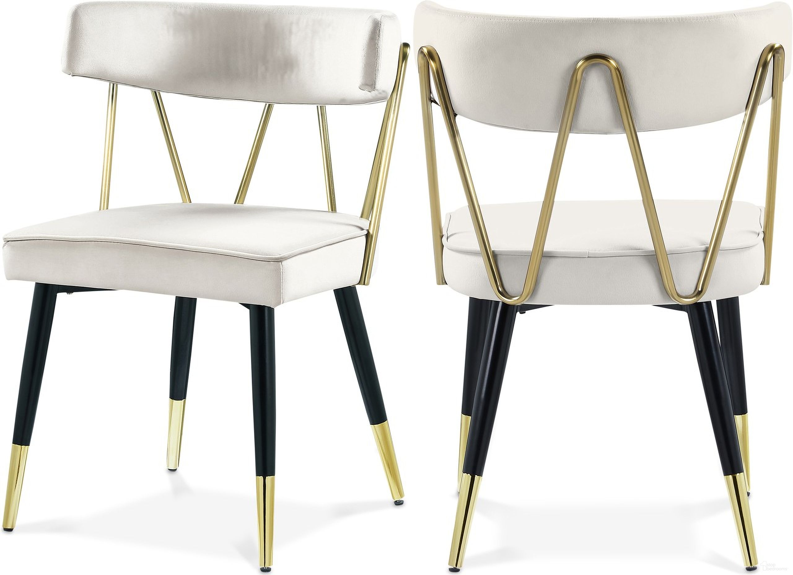 Rheingold Velvet Dining Chair Set of 2 In Cream