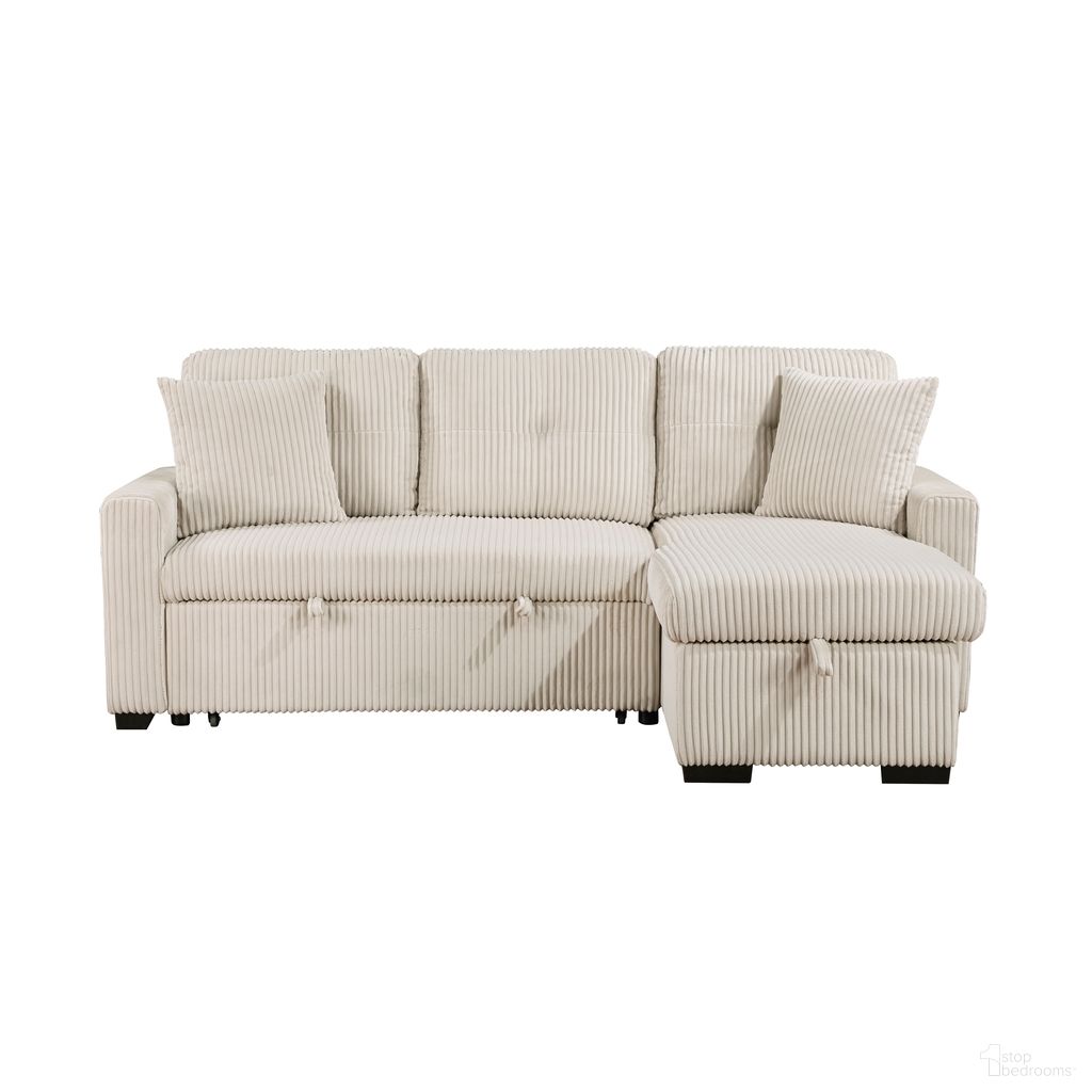 The appearance of Rhett 3-Piece Reversible Sectional with Pull-out Bed and Hidden Storage In Beige designed by Homelegance in the modern / contemporary interior design. This beige piece of furniture was selected by 1StopBedrooms from Rhett Collection to add a touch of cosiness and style into your home. Sku: 9649BE-VT;9649BE-VC;9649BE-A. Material: Corduroy.