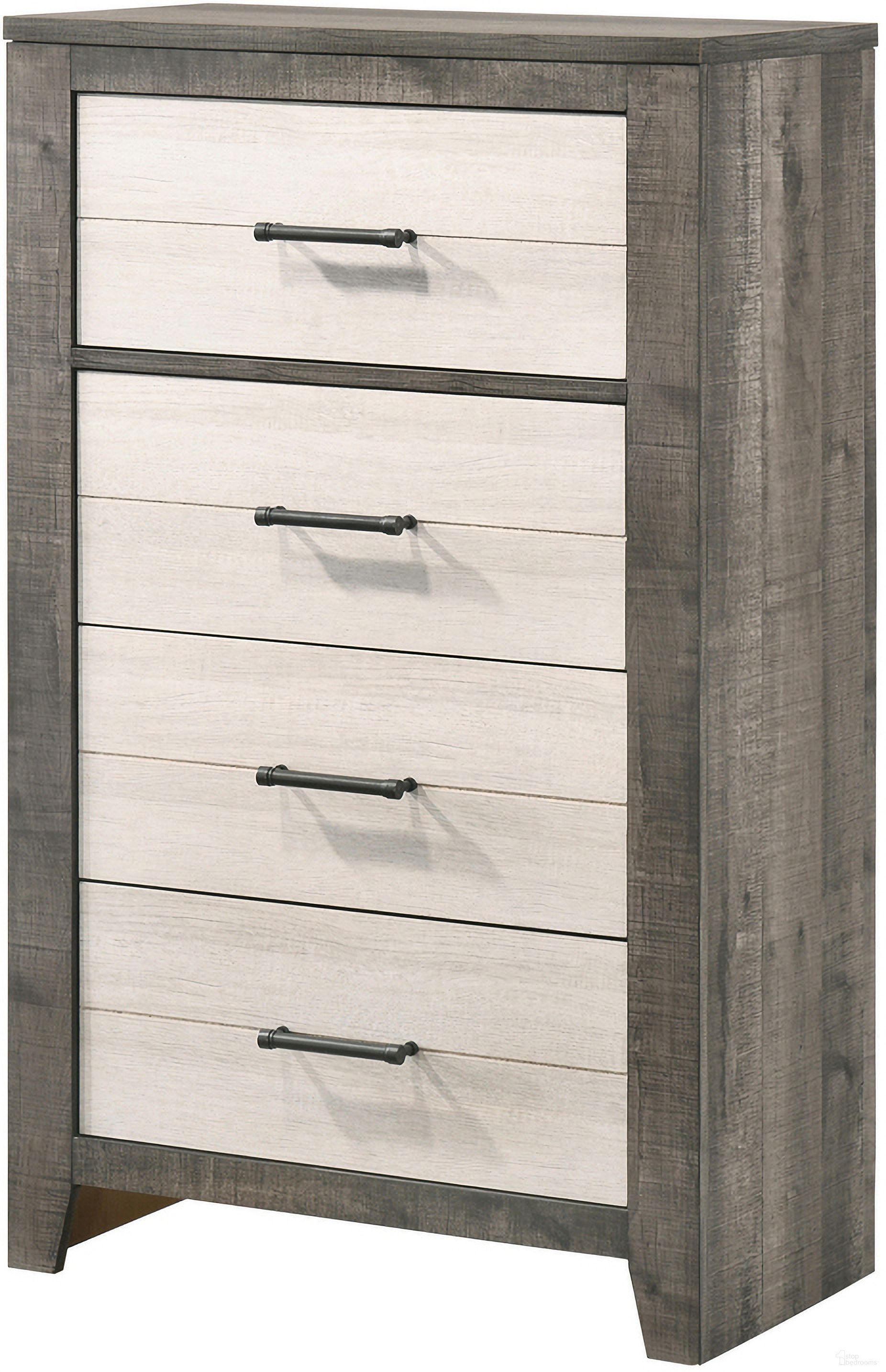 The appearance of Rhett Chest In Chalk and Gray designed by Crown Mark in the transitional interior design. This chalk and gray piece of furniture was selected by 1StopBedrooms from Rhett Collection to add a touch of cosiness and style into your home. Sku: B8170-4. Material: MDF.