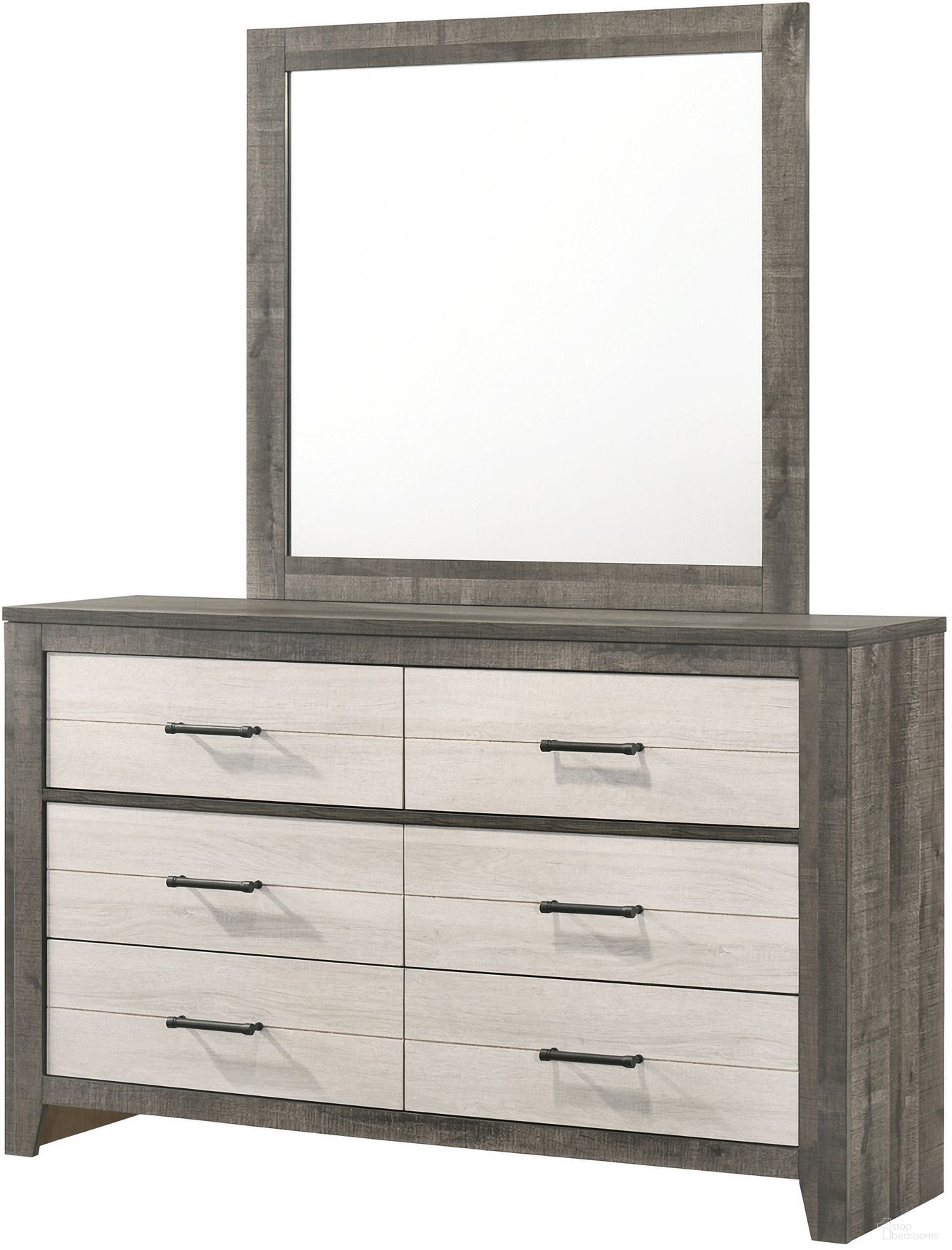 The appearance of Rhett Dresser In Chalk and Gray designed by Crown Mark in the transitional interior design. This chalk and gray piece of furniture was selected by 1StopBedrooms from Rhett Collection to add a touch of cosiness and style into your home. Sku: B8170-1. Material: MDF.