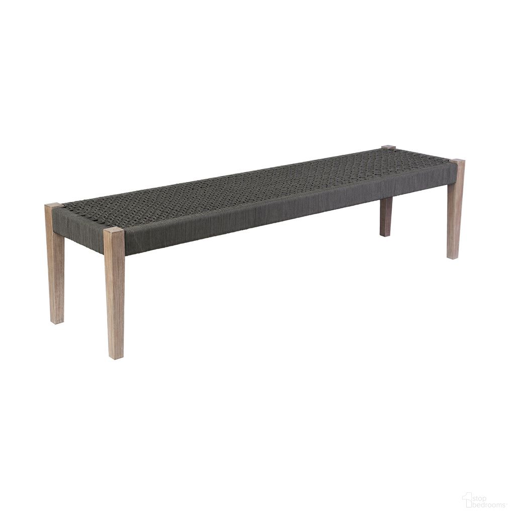 Rhett Indoor Outdoor Dining Bench In Eucalyptus and Charcoal