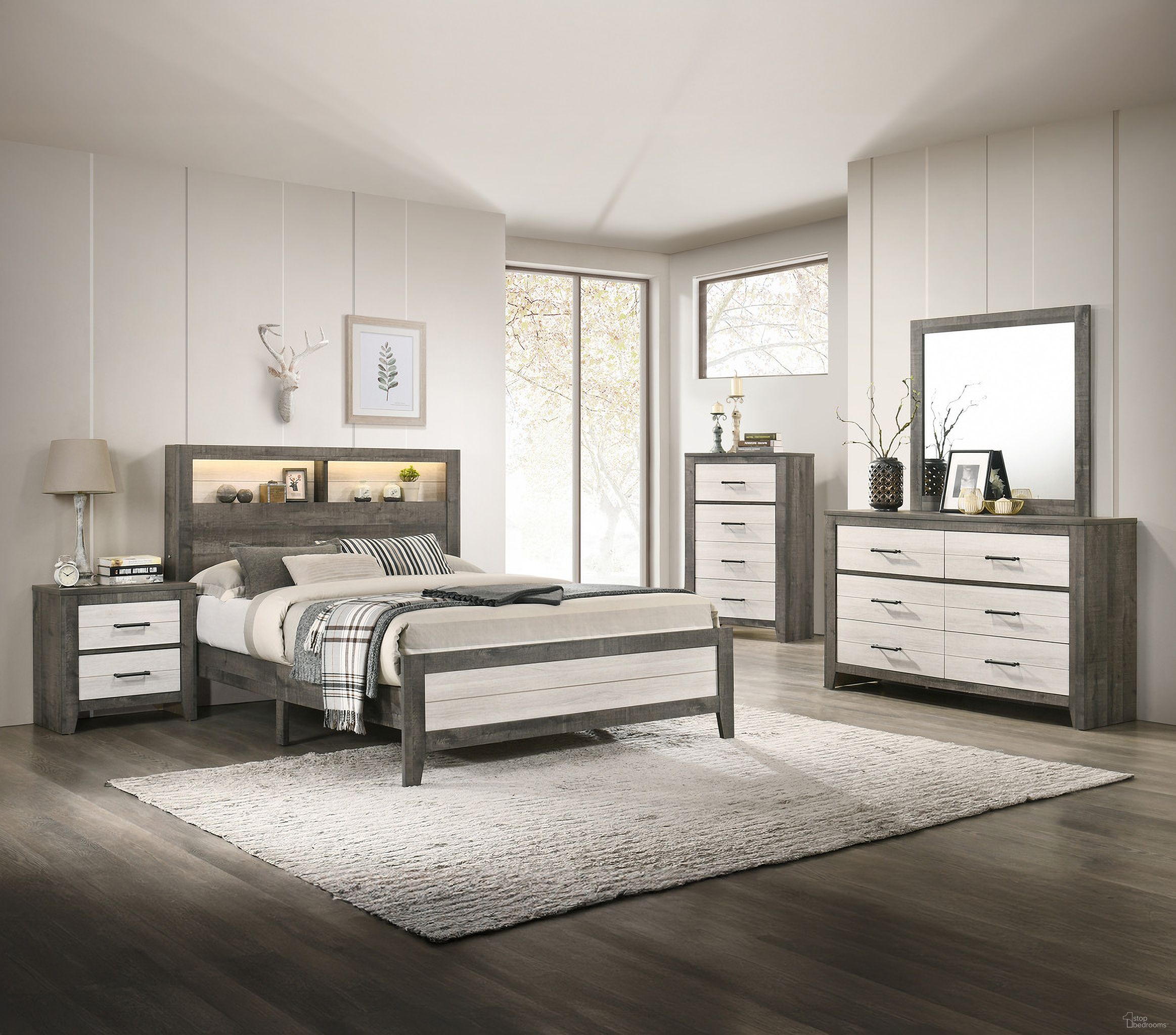 The appearance of Rhett King Platform Bed In Chalk and Gray designed by Crown Mark in the transitional interior design. This chalk and gray piece of furniture was selected by 1StopBedrooms from Rhett Collection to add a touch of cosiness and style into your home. Sku: B8170-K-BED. Bed Type: Platform Bed. Bed Size: King. Material: MDF.