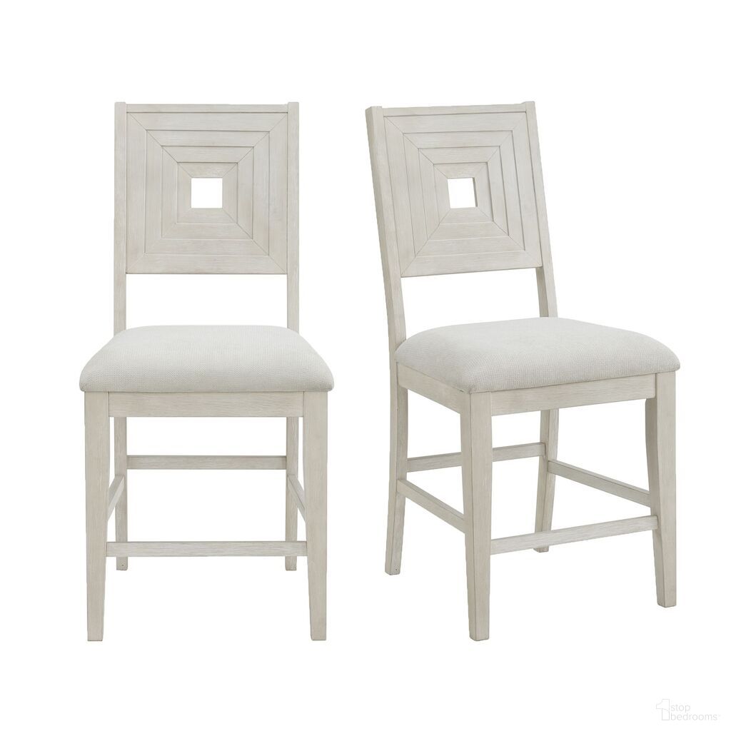 The appearance of Rhiannon Counter Side Chair Set of 2 In Antique White and White designed by Picket House in the modern / contemporary interior design. This antique white and white piece of furniture was selected by 1StopBedrooms from Rhiannon Collection to add a touch of cosiness and style into your home. Sku: D-11600-7-CSC. Material: Oak.