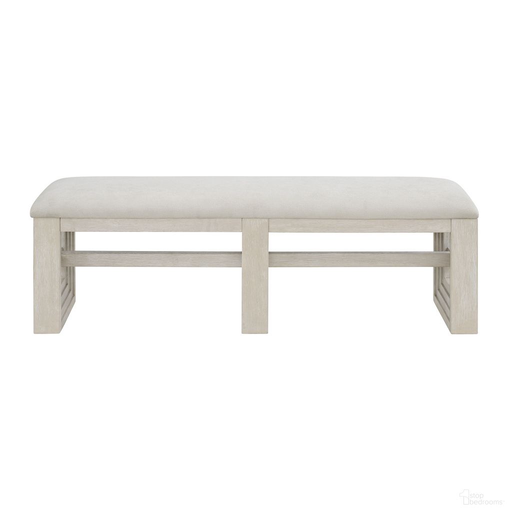 The appearance of Rhiannon Dining Bench In Antique White and White designed by Picket House in the modern / contemporary interior design. This antique white and white piece of furniture was selected by 1StopBedrooms from Rhiannon Collection to add a touch of cosiness and style into your home. Sku: D-11600-7-BN. Material: Oak.