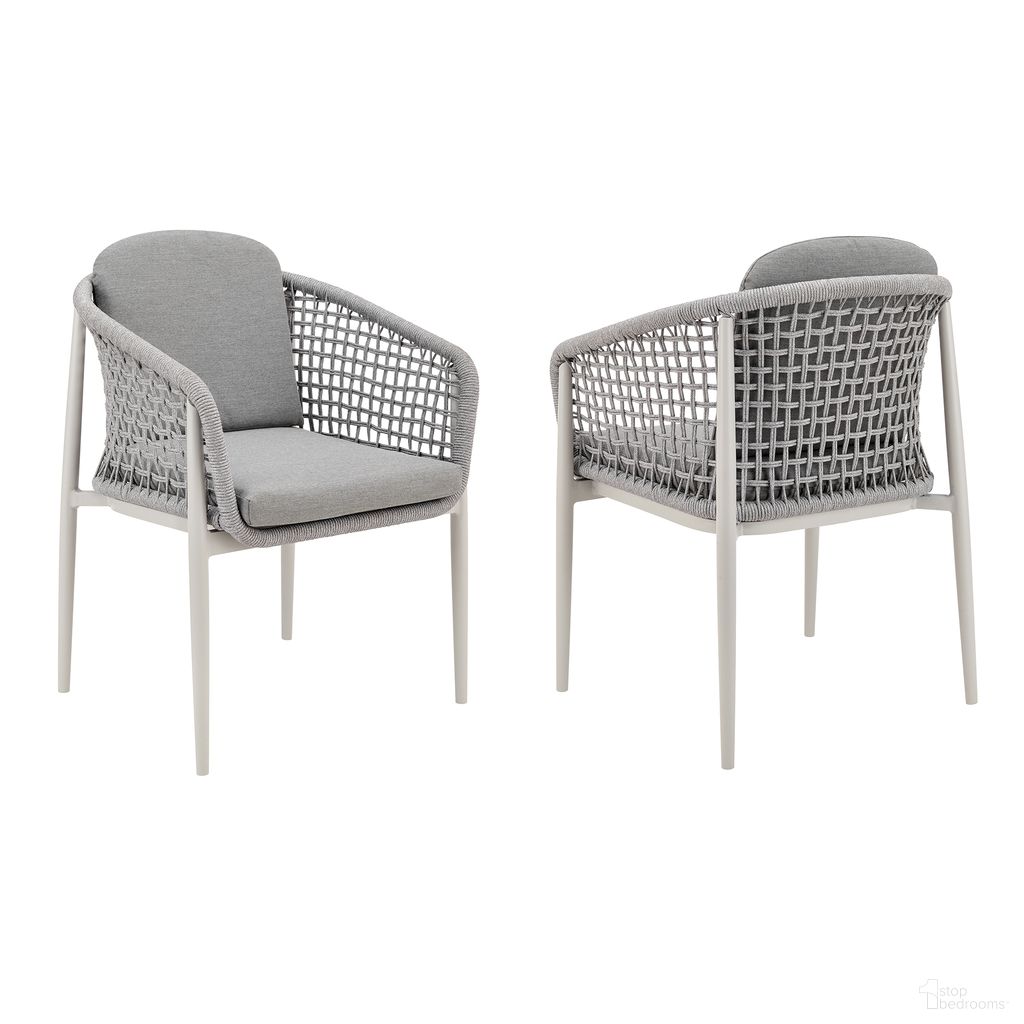 The appearance of Rhodes Outdoor Patio Dining Chair Set of 2 In Light Gray designed by Armen Living in the modern / contemporary interior design. This light gray piece of furniture was selected by 1StopBedrooms from Rhodes Collection to add a touch of cosiness and style into your home. Sku: LCRHSILGRY. Material: Acrylic.