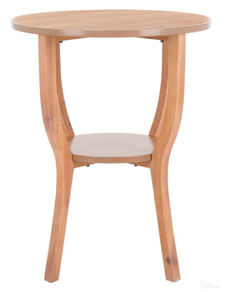 The appearance of Rhodes Round Pedestal Accent Table designed by Safavieh in the country / farmhouse interior design. This honey piece of furniture  was selected by 1StopBedrooms from Rhodes Collection to add a touch of cosiness and style into your home. Sku: AMH6617B. Material: Wood.