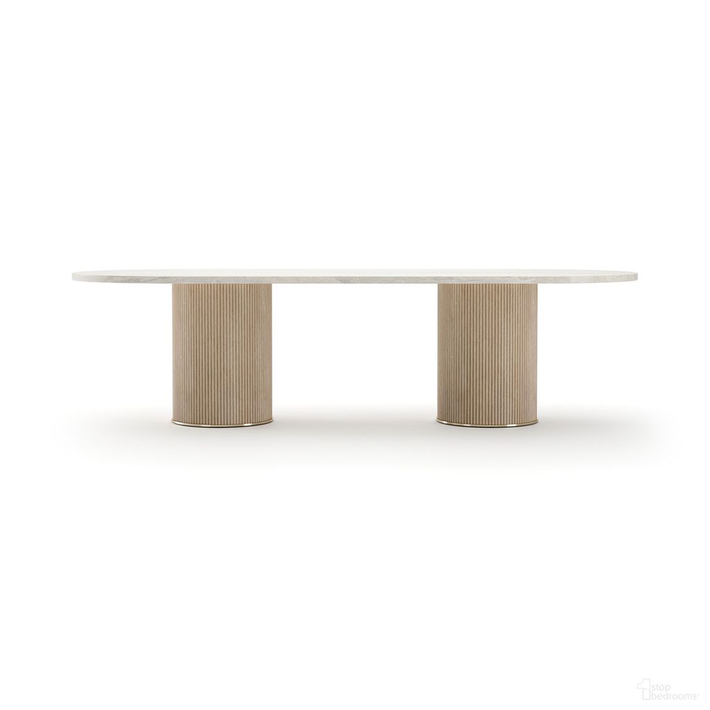 Rhythm Oval Stone Top Dining Table In Cream