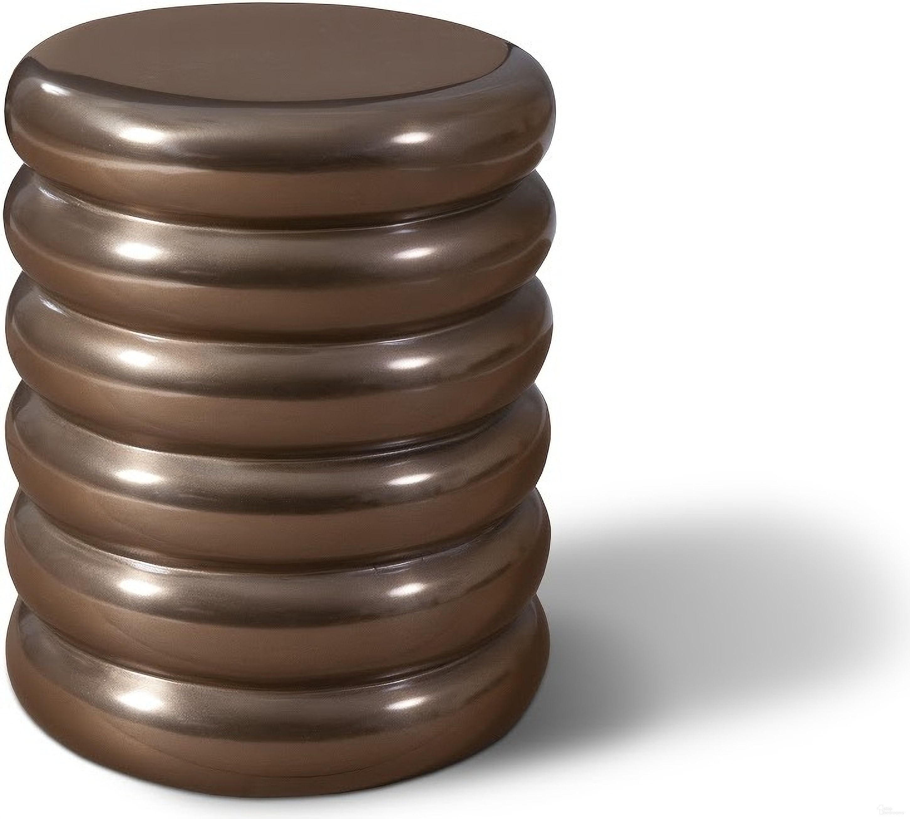 The appearance of Ribbed Stool In Brown designed by Phillips Collection in the modern / contemporary interior design. This brown piece of furniture  was selected by 1StopBedrooms from  to add a touch of cosiness and style into your home. Sku: PH60009. Material: Resin.