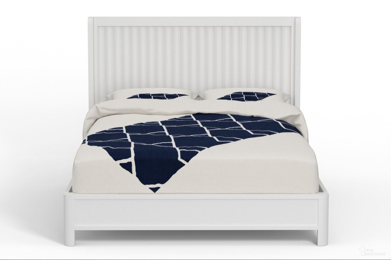 Ribbed Texture Solid Wood California King Bed Frame In White