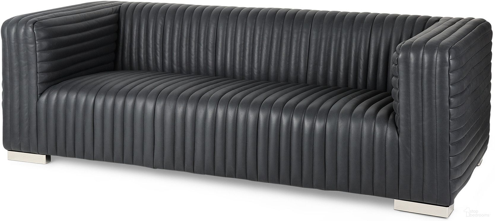 The appearance of Ricciardo Leather Wrapped Three Seater Sofa In Black designed by Mercana in the modern / contemporary interior design. This black piece of furniture was selected by 1StopBedrooms from Ricciardo Collection to add a touch of cosiness and style into your home. Sku: 70794. Material: Leather.