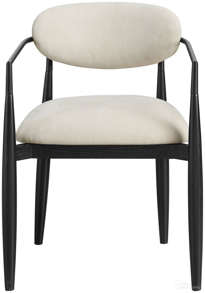 The appearance of Riccio Performance Fabric Upholstered Dining Arm Chair Set of 2 In Beige and Black designed by Meridian in the modern / contemporary interior design. This black and beige piece of furniture was selected by 1StopBedrooms from Riccio Collection to add a touch of cosiness and style into your home. Sku: 11025Beige-AC. Material: Polyester. Chair Type: Arm Chair.
