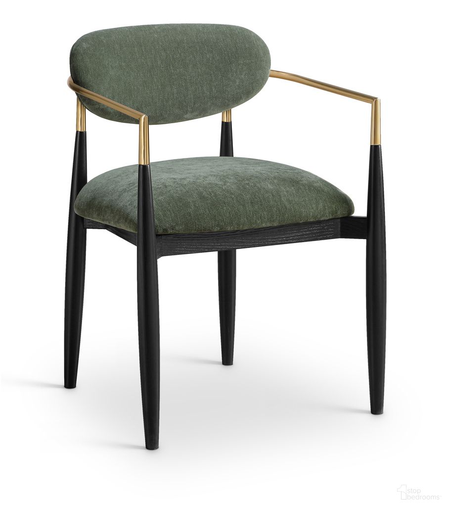 The appearance of Riccio Performance Fabric Upholstered Dining Arm Chair Set of 2 In Olive and Stained Black designed by Meridian in the modern / contemporary interior design. This olive/stained black piece of furniture was selected by 1StopBedrooms from Riccio Collection to add a touch of cosiness and style into your home. Sku: 11022Olive-AC. Material: Polyester. Chair Type: Arm Chair.