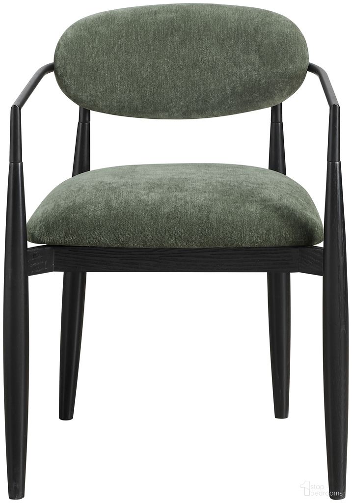 The appearance of Riccio Performance Fabric Upholstered Dining Arm Chair Set of 2 In Olive and Stained Black designed by Meridian in the modern / contemporary interior design. This olive/stained black piece of furniture was selected by 1StopBedrooms from Riccio Collection to add a touch of cosiness and style into your home. Sku: 11025Olive-AC. Material: Polyester. Chair Type: Arm Chair.